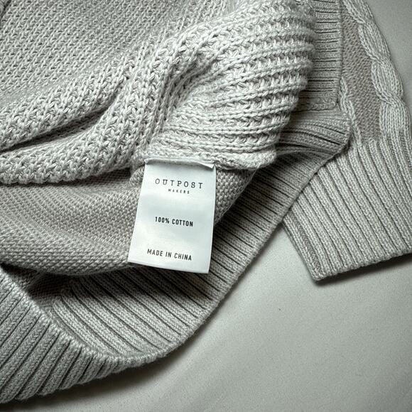 Outpost Makers Cable Knit Sweater Mens L The Buckle Shawl Collar Gray White NWT - Picture 10 of 15